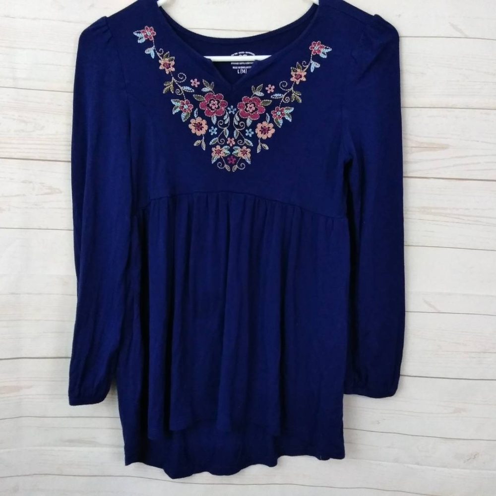 Roebuck & Co Blue Floral Embroidered L (14) Girls
